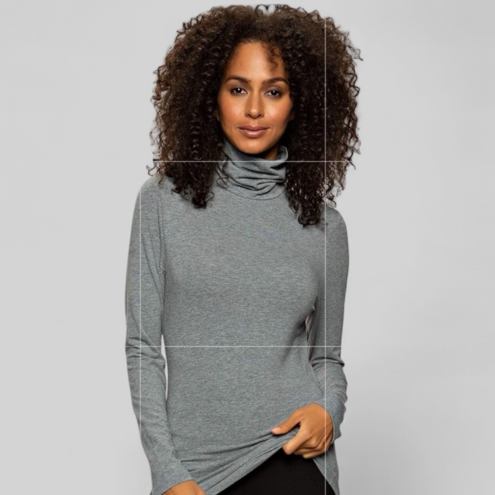 New Halogen Turtleneck Long Sleeve Top Stretchy, Neutral Size 1X, Heathe…